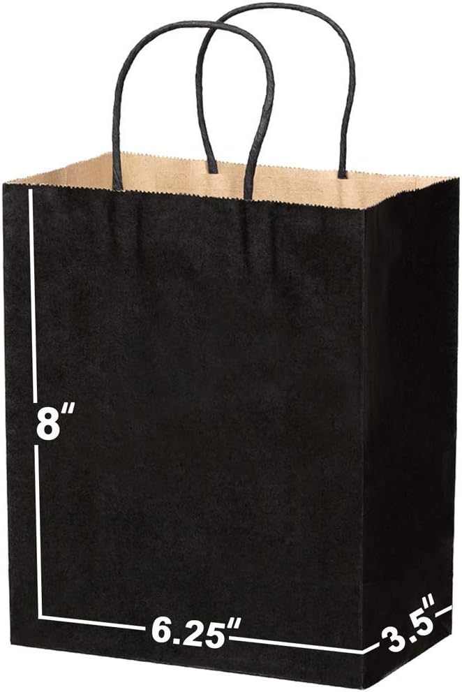 Brown Paper Bags with Handles Bulk [400 Bags] 6.25x3.5x8. Ideal for Shopping, Packaging, Retail, Party, Craft, Gifts, Wedding, Recycled, Business, Goody and Merchandise Bag