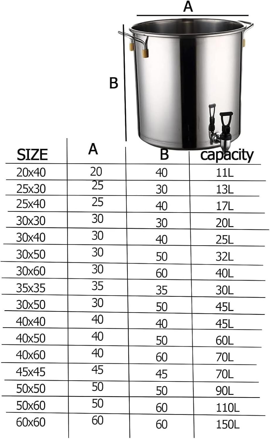 Stainless Steel Stock Pot,Stainless Steel Stockpot Large Capacity Soup Bucket With Tap, Restaurant Hot Water Tea Bucket, For All Stoves(50x60CM)