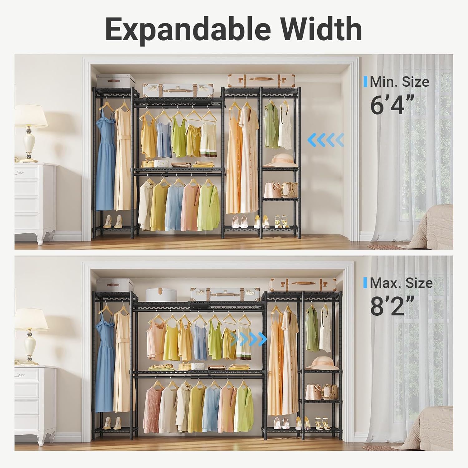 VIPEK X40 Expandable Large Reach-in Closet Rack Adjustable from 6'4