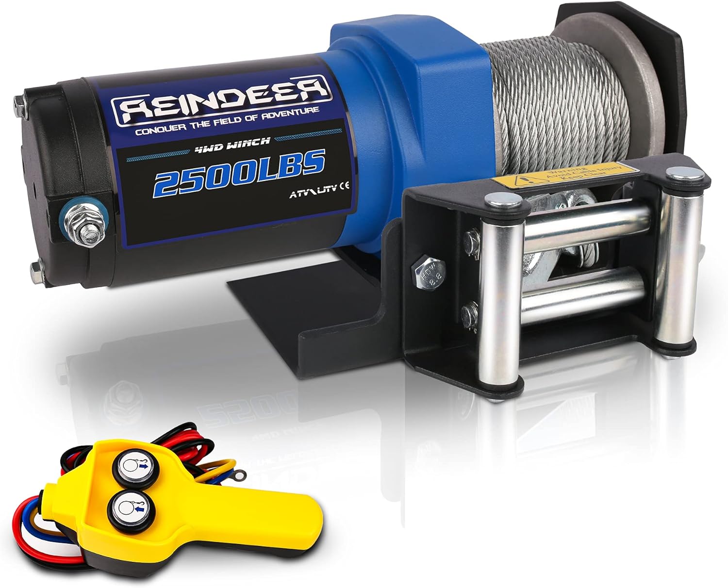 REINDEER New 12V Winch 3000 lb Load Capacity Electric Winch Kit for ATV UTV Steel Cable Wire Rope with Hawse Fairlead Waterproof IP67 with Wireless Remotes