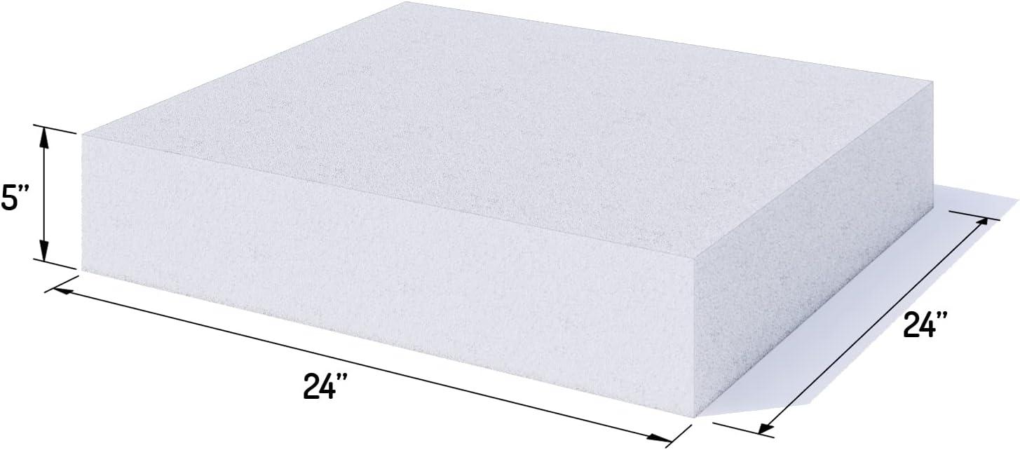 Foamy Foam 3Pack High Density 5 inch Thick, 24 inch Wide, 24 inch Long Upholstery Foam, Cushion Replacement