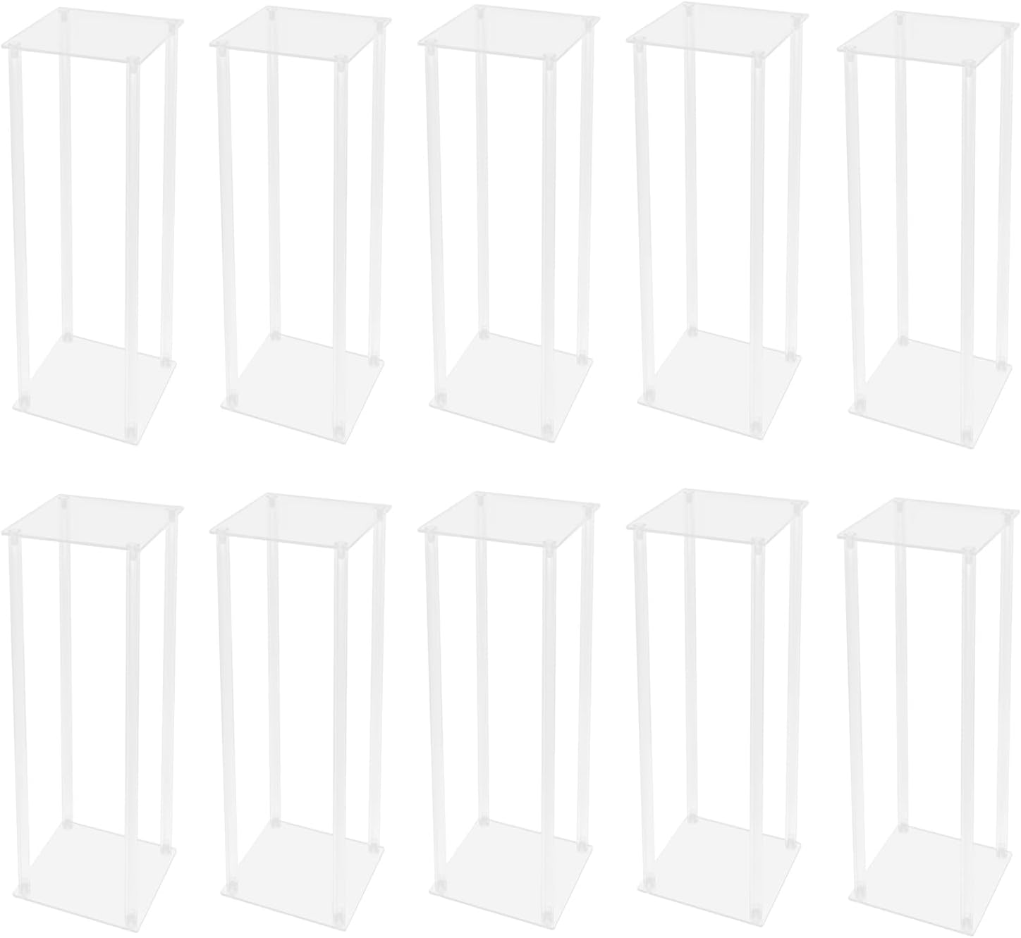 10 Pcs Acrylic Wedding Centerpieces Vase, 23.6'' Tall Clear Column Flower Vase Flowers Stand, Rectangular Flower Display Table Flower Stands for Parties Decor