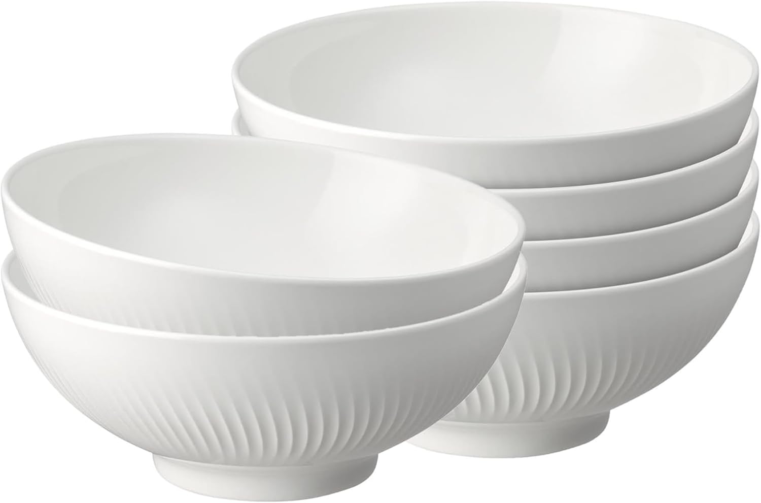 Denby - Arc White Porcelain Cereal Bowls Set of 6 - Dishwasher Safe, Microwave Safe Tableware - Scratch Chip Resistant, 6.7