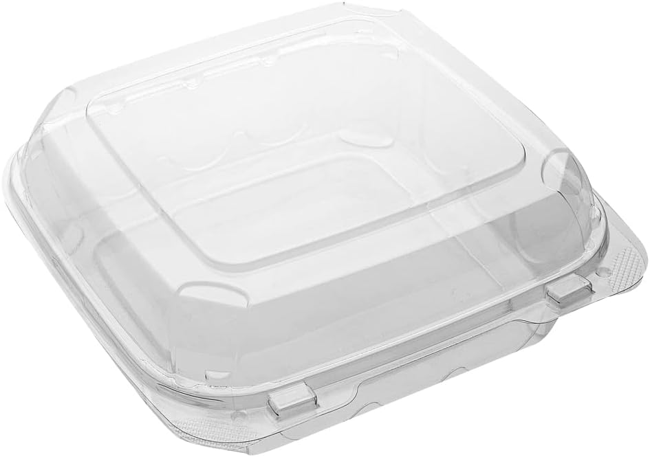 Restaurantware Thermo Tek 33.8 Ounce Clamshell Containers 100 Anti-Fog To Go Food Containers - Freezable Square Clear Plastic Food Packaging Containers Disposable