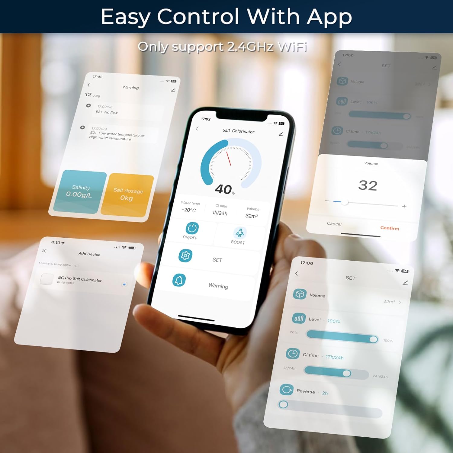 Smart Saltwater Pool Chlorinator System with Five Year Limited Warranty, App Remote Control & Titanium Plate Self-Cleaning WiFi Salt Chlorine Generator for Pools up to 22,000 Gallons