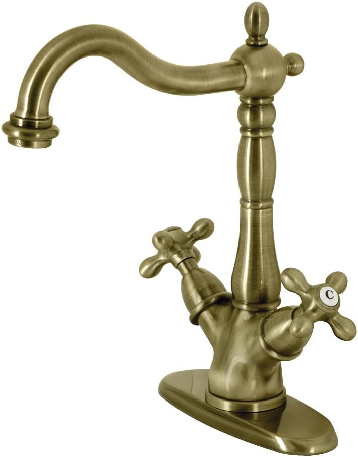Kingston Brass KS1493AX Vessel Sink Faucet, Antique Brass