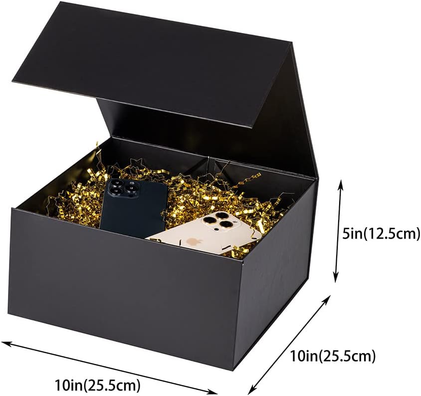 Black Gift Boxes 16 Pack, Small Gift Boxes in Bulk, Collapsible Gift Box with Lid Magnetic Closure, Packaging for Small Business, Parties (Black 6x6x3 inch Pack of 16)