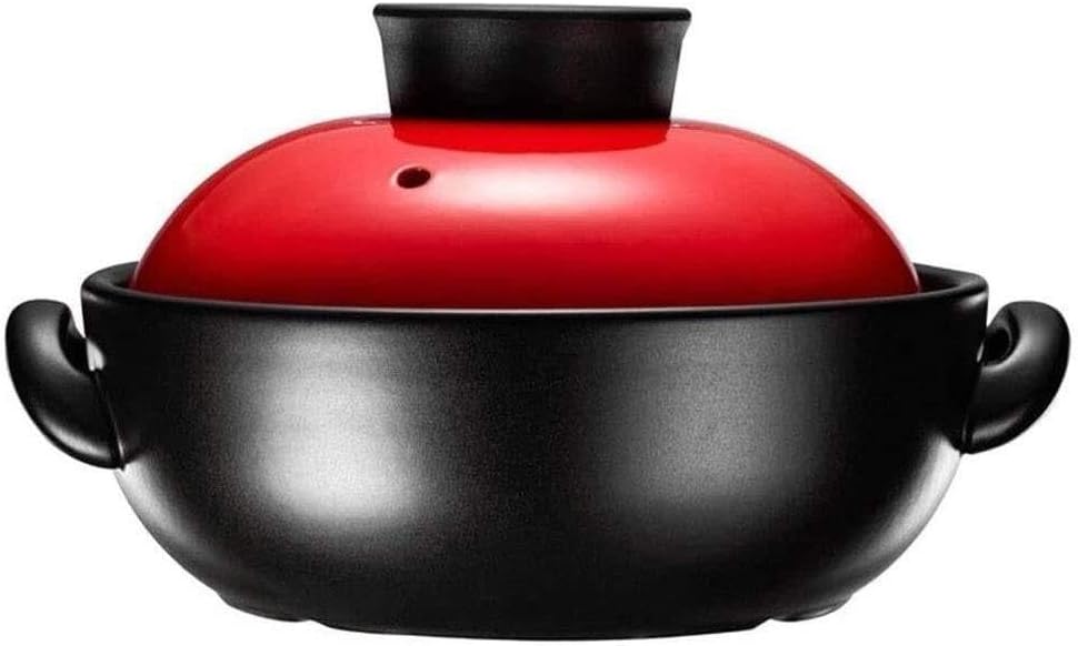 Ceramic Casserole Soup Pot, 1500ML Heat Resistant Cooking Pot for Gas Stove, Red Ceramic Hotpot with Cover