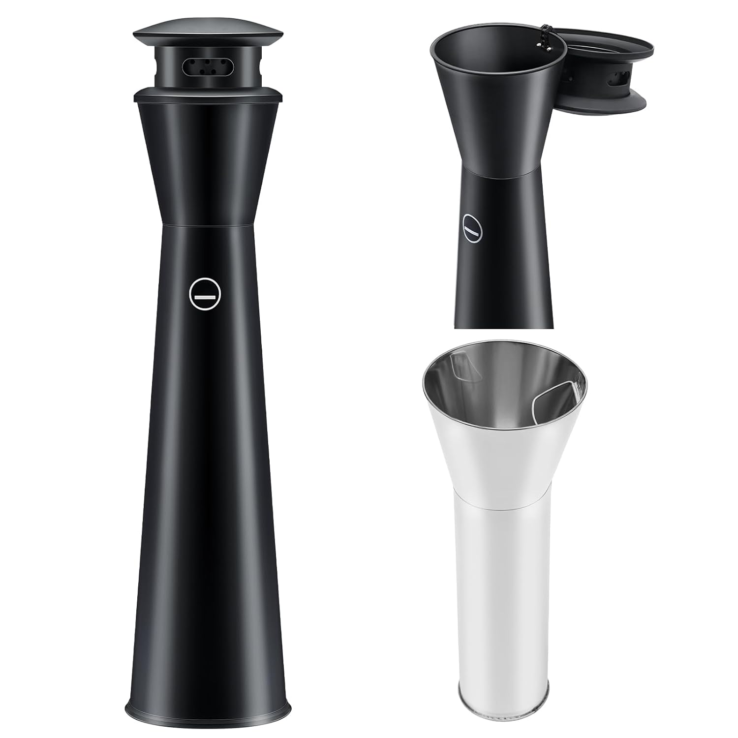 Steel Outdoor Trash Can Receptacle, Standing Trash Bin with Removable Inner Bucket Vertical Waste Collector Container for Outside Home Backyard Patio Office Hotel(Tower Type)