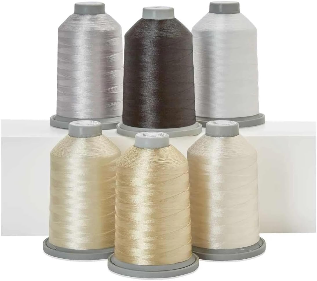 Glide Thread Kit The Perfect Blend - Set of 6 Neutral Colors - 5,500yds Each Spool - Trilobal Polyester Thread No.40 for Quilting - Super Sheen, No Lint, Colourfast - Ideal for Embroidery and Sewing