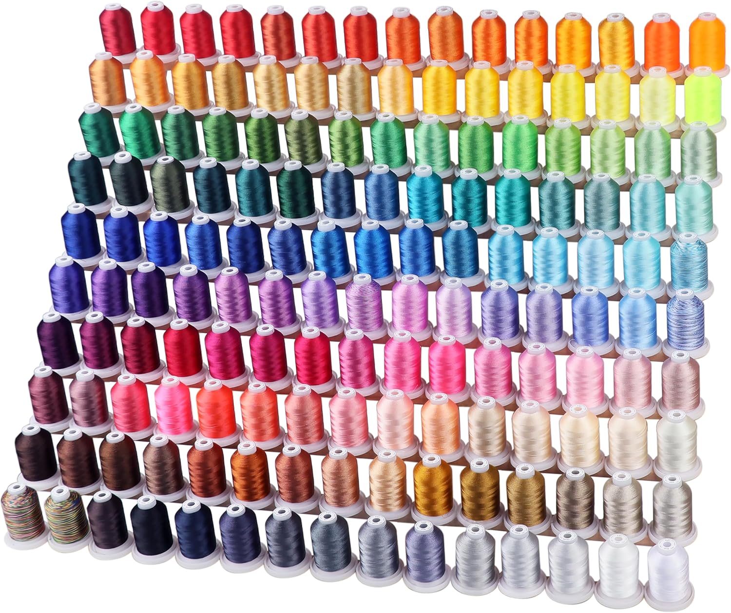 New brothread Mega Kit 150 Colors Compatible with Brother & Janome Polyester Embroidery Machine Thread 40WT 500M/550YD Compatible with Brother Babylock Janome Singer Pfaff Husqvarna Bernina Machines