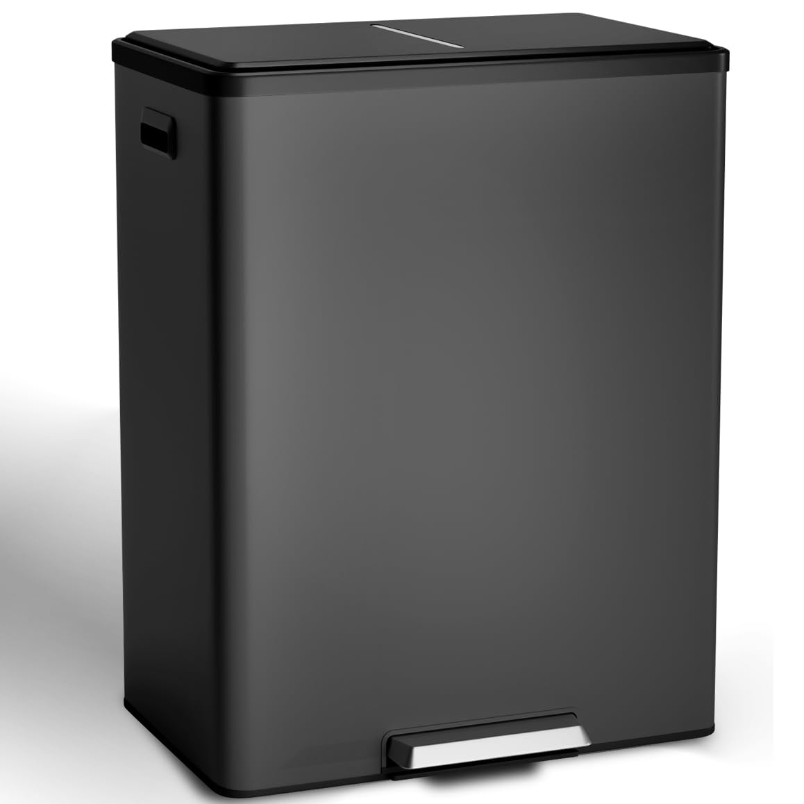 GAOMON Kitchen Dual Trash Can and Recycling Bin, 2 x 8 Gallon Stainless Steel Trash Can, 60 Liter, Removable Inner Bin and Soft Close Lid, Suitable for Home, Office, Business - Silver