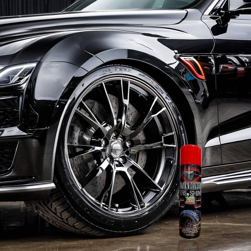Black Diamond Tire Shine Spray - Extreme Gloss, Long Lasting, No Sling, Wet Look - 14 oz (Pack of 12)