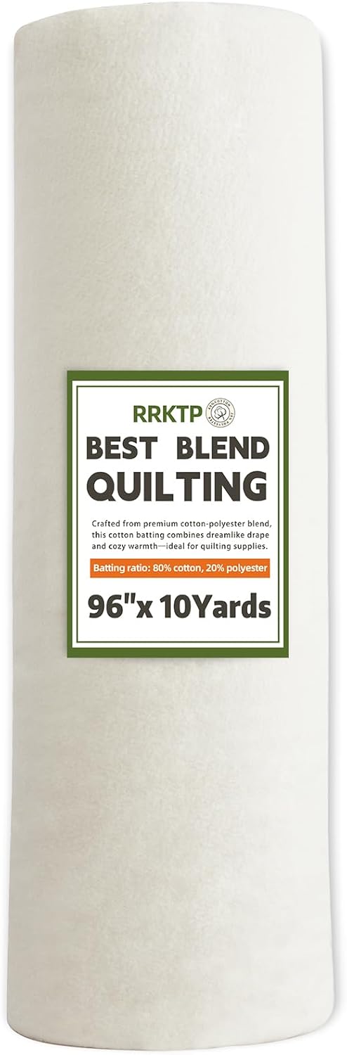 Cotton Quilt Batting by The Roll，80/20 Cotton/Polyester Blend Batting for Quilting,Warm Soft Natural Batting for Sewing,Stuffing for Crafts Handmade Quilts& Sewing Project-96 X 10 Yard