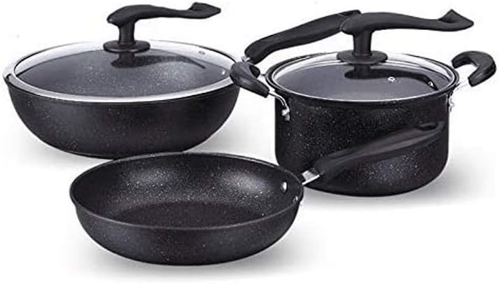 Nonstick Cookware Pots and S Set 3 Piece Black