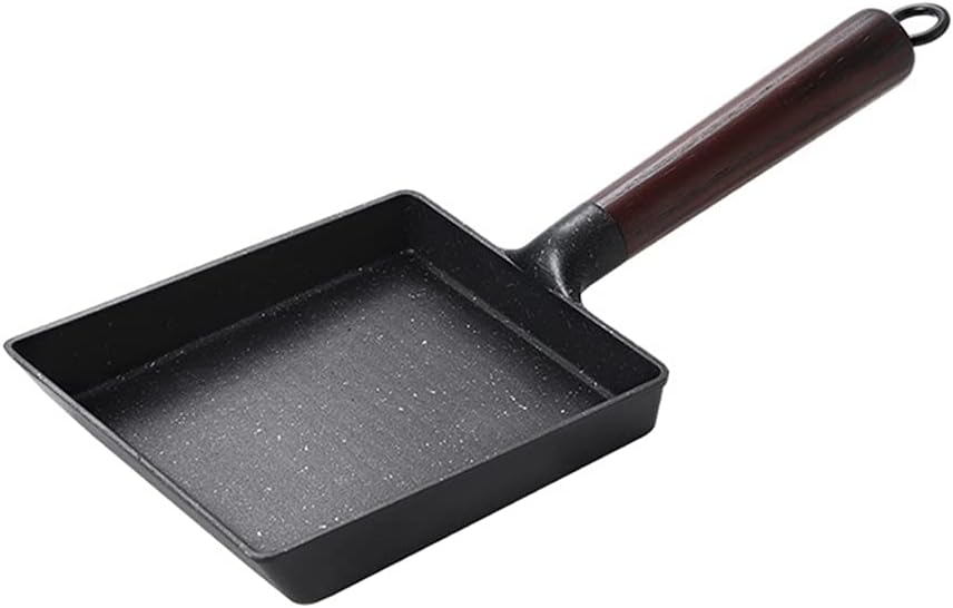 Egg Pan, Omelette Pan, Japanese Rolled Omelet Pot, Mini Cast Iron Frying Pans with Wooden Handle, Breakfast Essential-Green Frying Pan Wok