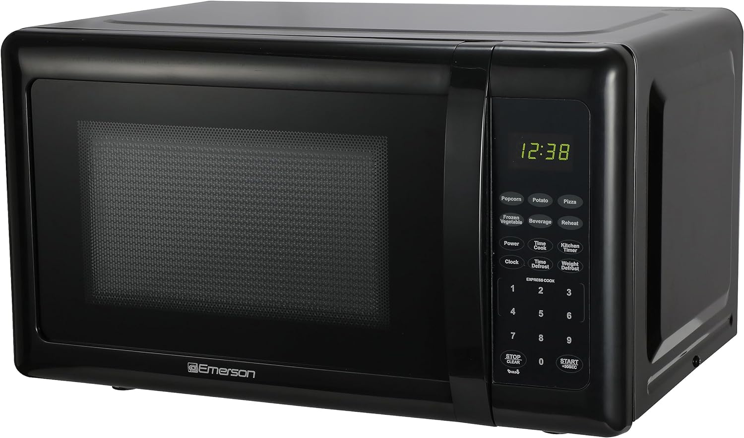 Emerson MW7302B Compact Countertop Microwave Oven with Touch Control, LED Display, 700W, 10 Power Levels, 6 Auto Menus, Glass Turntable and Child Safe Lock, 0.7 Cu., Ft. Black