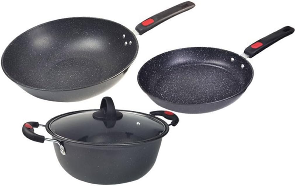 Three Set Pot Home Wok Frying Pan Soup McRice Stone Non-stick