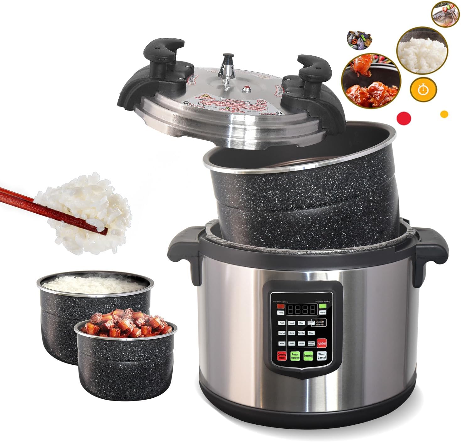 Kolice Commercial Electric 21L Pressure Cooker, Multi Cooker Pressue Canner With Non-stick Inner Pot, 21L (22 QT), 3000W, For Hotel Restaurant Kitchen and only for 220V (NOT 110V)