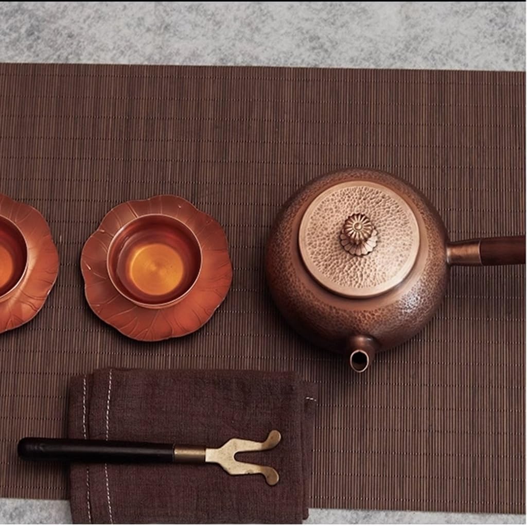 Copper Side Handmade Teapot Small Capacity Long Handle Hammer Grain Pot Tea