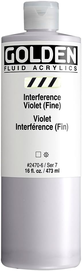Fluid Acrylics by GOLDEN, Interference Violet (Fine), 16 fl. oz. Bottle, Professional Acrylic Paint, Transparent
