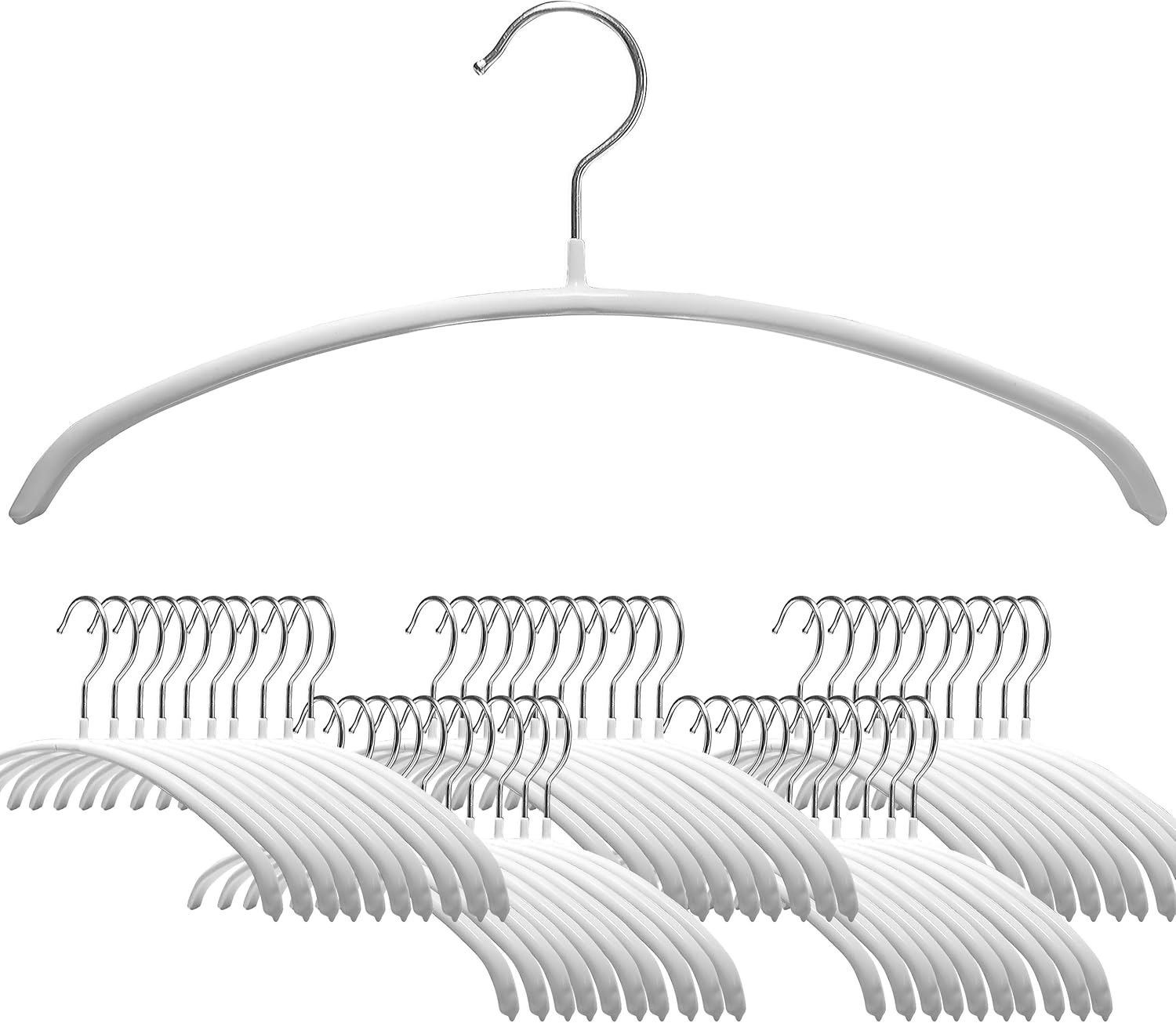 MAWA Children Clothing Hanger, Non-Slip Metal, Rotating Hook, Made in Germany, White, Set of 50