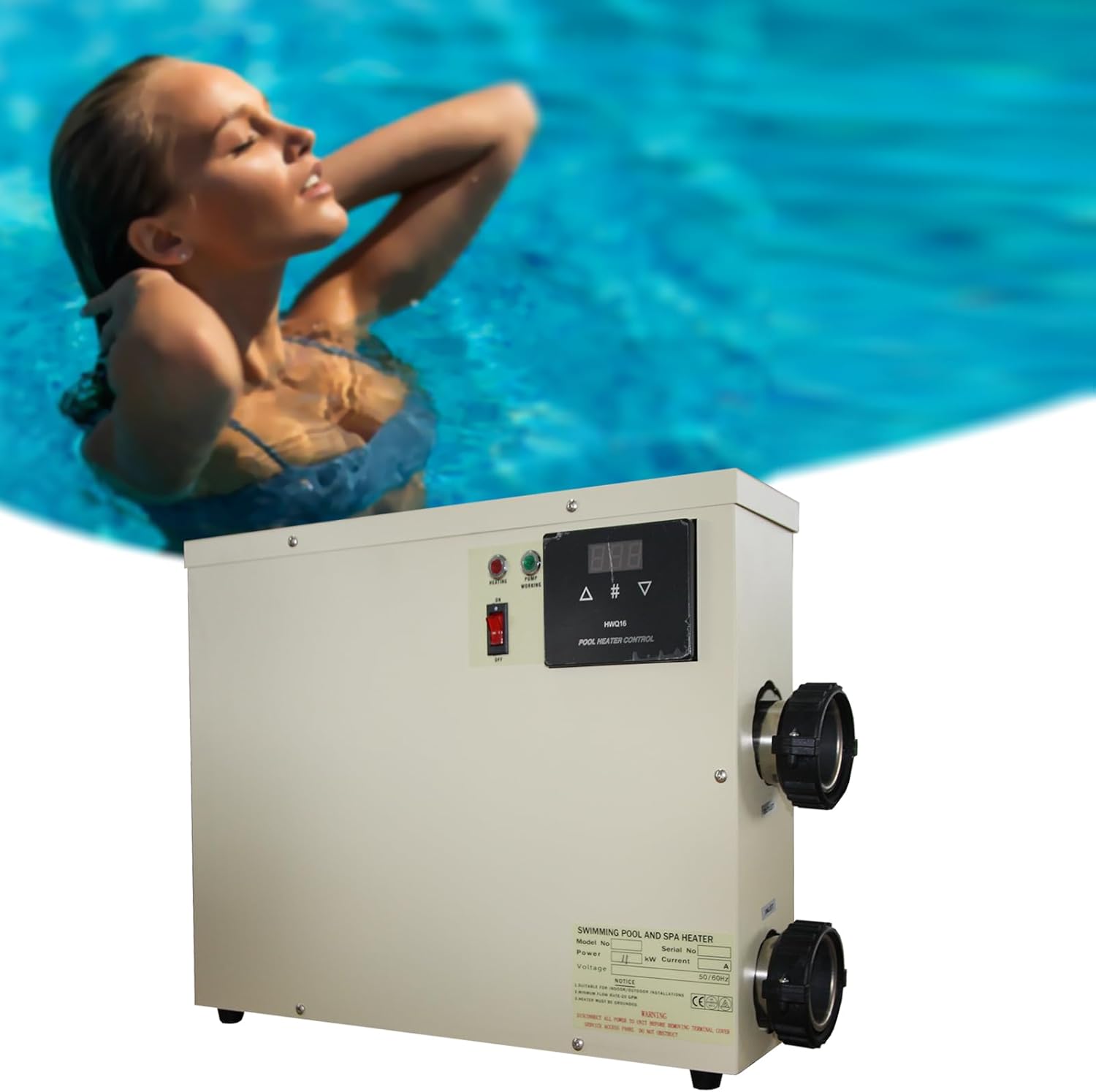 Pool Heater-9KW 220V Upgrade Thermostat Electric Swimming Pool Heater,Digital Touch Display Energy Efficient Pool Water Heater for Spas, Bathtubs and Above Ground in-Ground Pools. (220V 9KW)