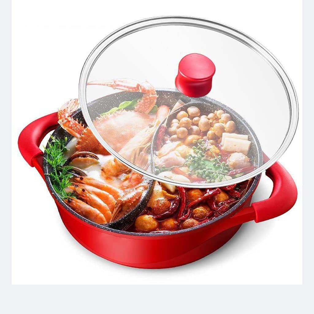 30cm Sauce Pot Chinese Fondue Chinoise 6L High Capacity Double-Flavor Hot Thick Non-stick Induction Cooker