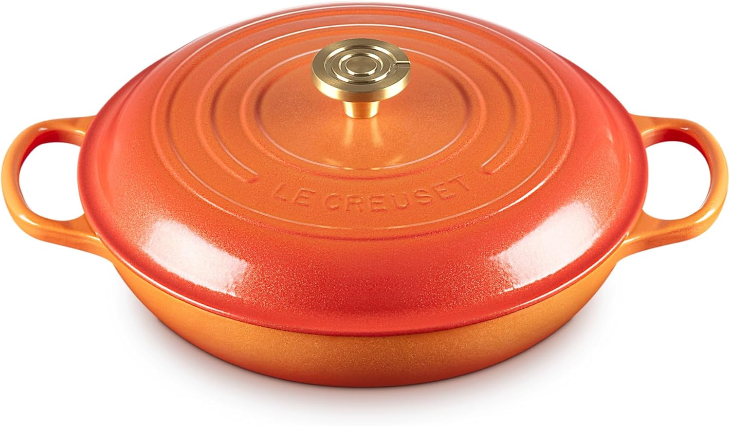 Le Creuset Enameled Cast Iron Signature Braiser 5 qt., Flamme Doree with Crucible Knob