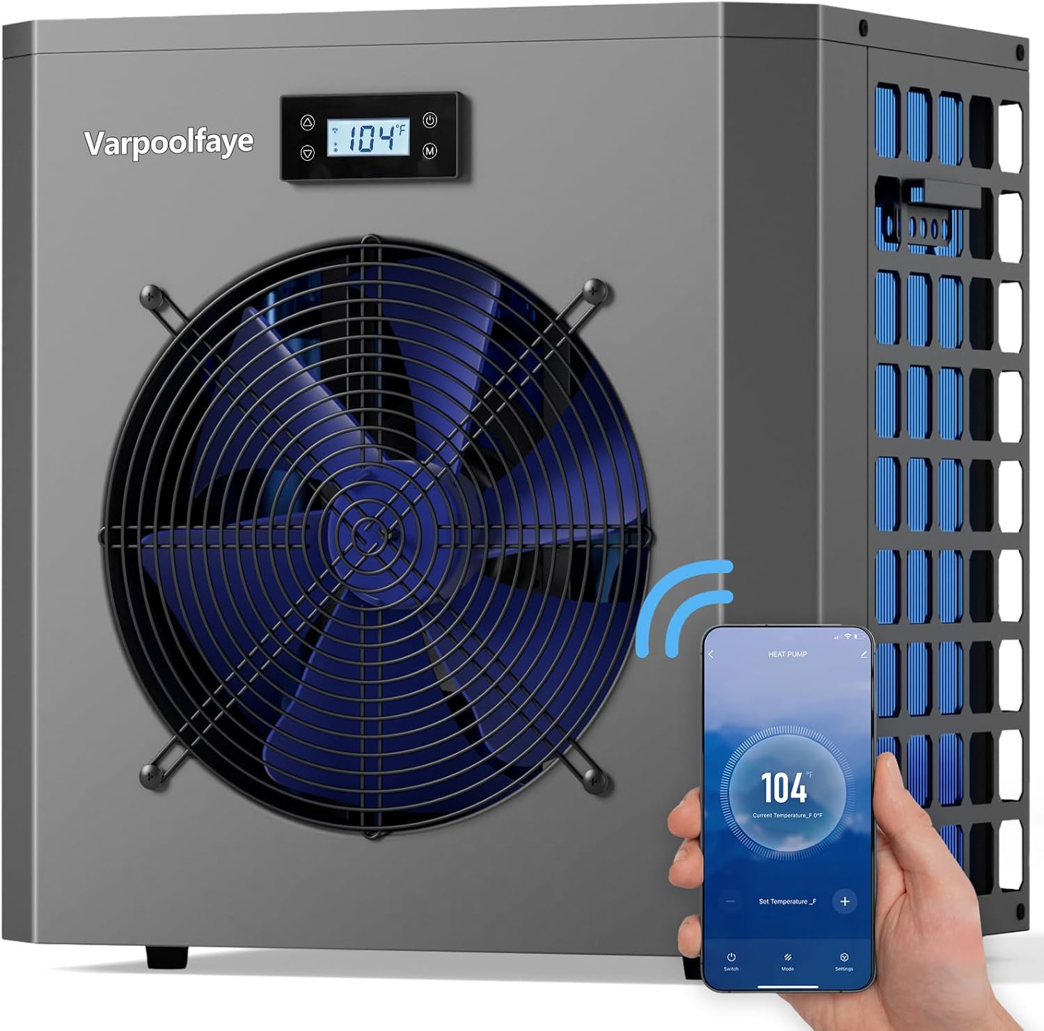 16000 BTU Electric Heat Pump Pool Heaters for Above Ground Pools WiFi Control 5000 Gallon Pool Heater 120v 60Hz