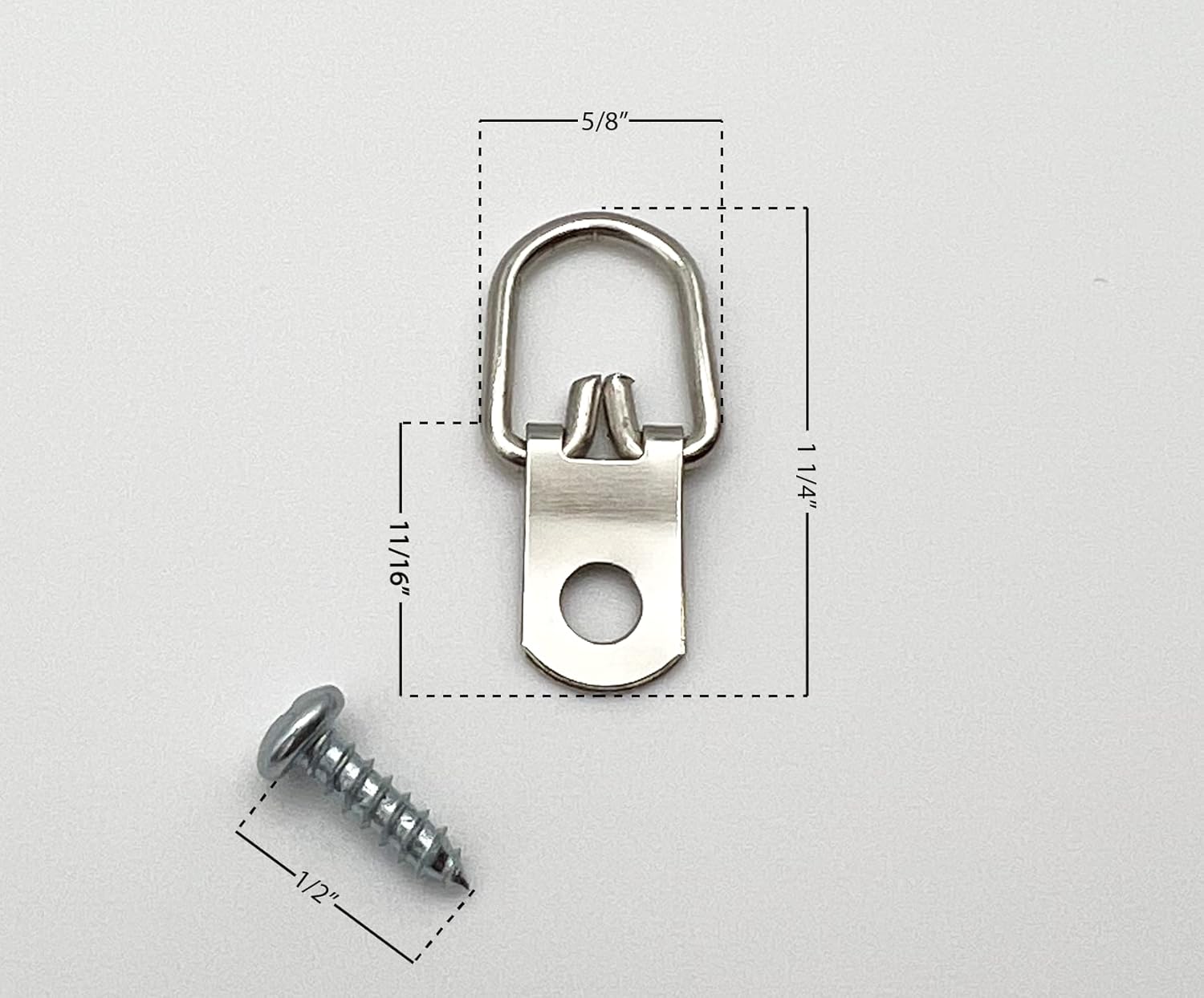 D-Ring Picture Hanger with Screws - One Hole Narrow Strap Hangers for Picture Frames, Photos, Wall Decor, Paintings - 10 lb Capacity (1,000 Pack)