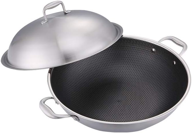 Non-Stick Stainless Steel Wok Double Ear Floating Beehive King Kong Fast Fried King Seven-Layer Smokeless Stainless Steel