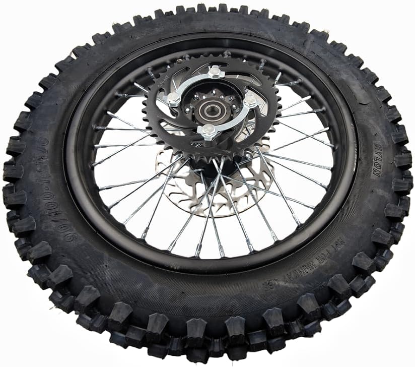 CLEO 90/100-16 Rear Wheel Rim Tire Assembly for 125cc 150cc Dirt Bike taotao TTR SSR CRF Apollo 15mm axle includes 190mm brake disc and 41T sprocket