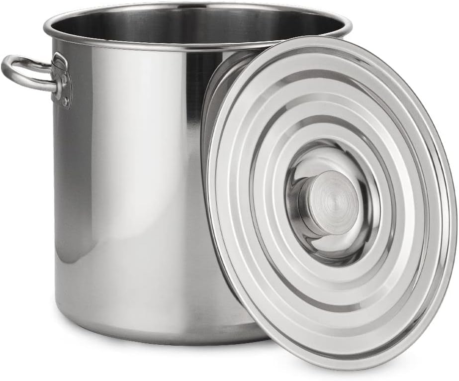 Commercial Cooking Pots Large Stockpot Stainless Steel Stock Pot and Strainer Basket Set Soup Bucket(45cm/17.7inch)