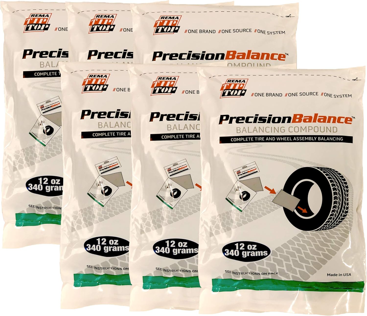 Rema Tip Top 6 PrecisionBalance Tire Balancing Compound Beads Kits - Drop in Bags - (12 oz. / 340 Grams) - (6 Kits)