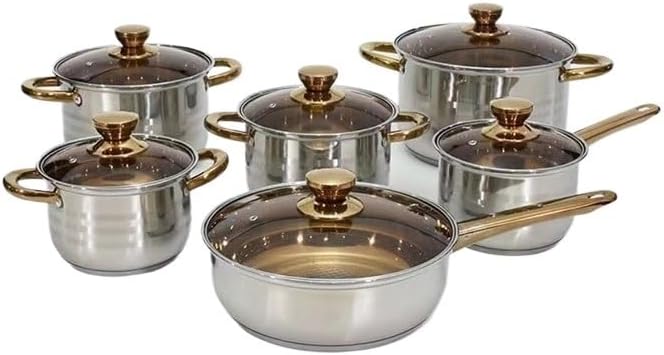 Thickened Composite Bottom 12 Piece Cookware Set Suitable for Various Stovetops
