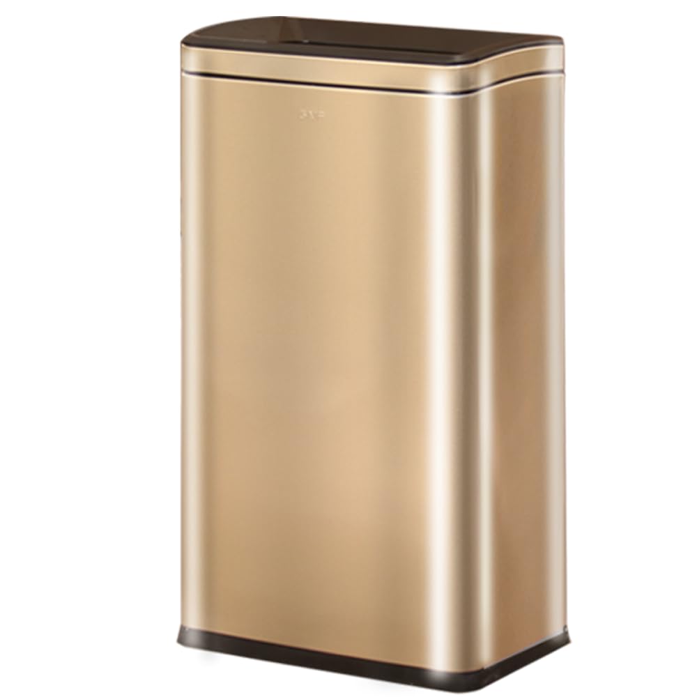 10.4 Gallon Large Metal Kitchen Garbage Can, Stainless Steel Trash Can, Open Top, Tall, Gold Wastebasket for Home Bathroom Hotel Lobby Office (40L Gold)