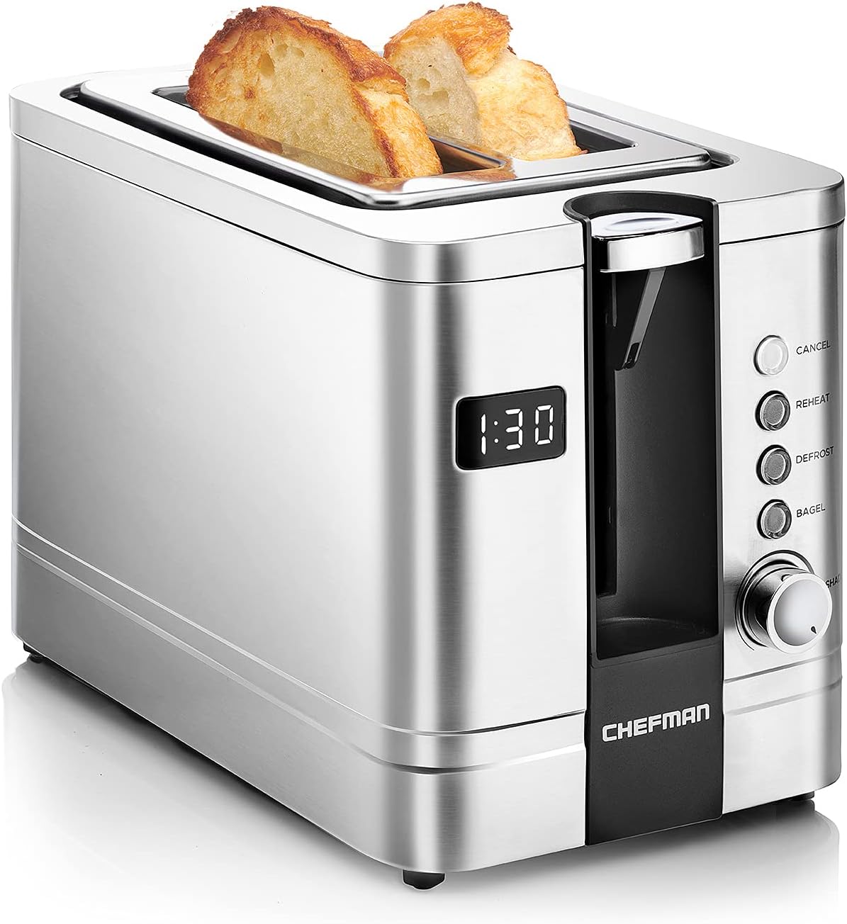 Chefman 2-Slice Digital Toaster, Pop-Up, Stainless Steel & Panini Press Grill and Gourmet Sandwich Maker Coated Plates, Stainless Steel Surface and Removable Drip Tray, 4 Slice