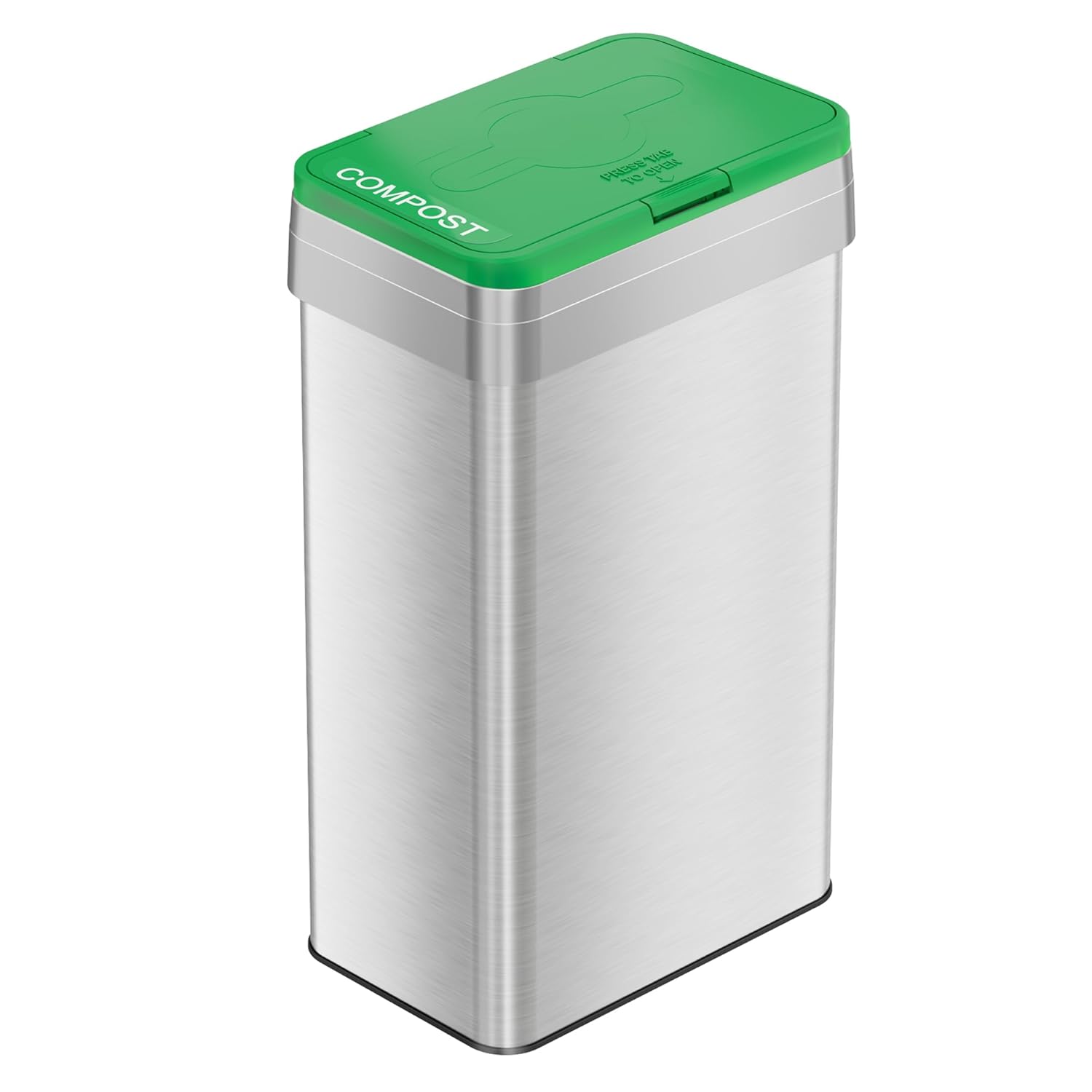 18 Gallon Open Top Commercial Compost Bin with Dual AbsorbX Odor Filters, 68 Liter Rectangular Stainless Steel Trashcan for Restaurant, Restroom, Kitchen, Store, Office, Breakroom, Business, Home