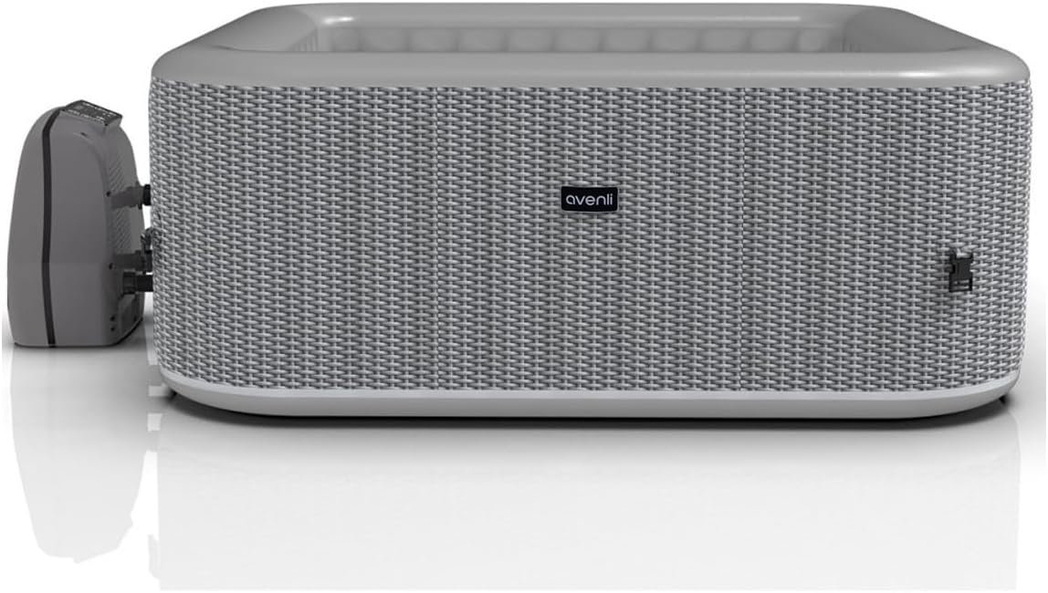 Avenli 4-Person Inflatable Square Spa - Silver Birch