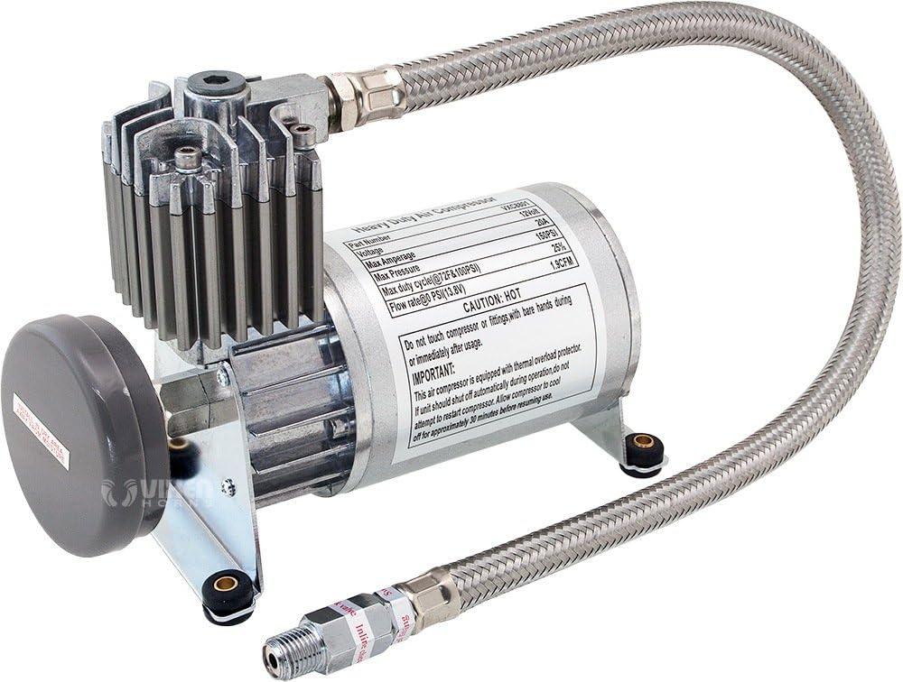 Vixen Horns Heavy Duty Onboard Air Compressor 150 PSI. Universal Replacement for Truck/Car Train Horn/Suspension/Ride/Bag kit/System. Fits All 12v Vehicles like Semi/Pickup Trucks VXC8801