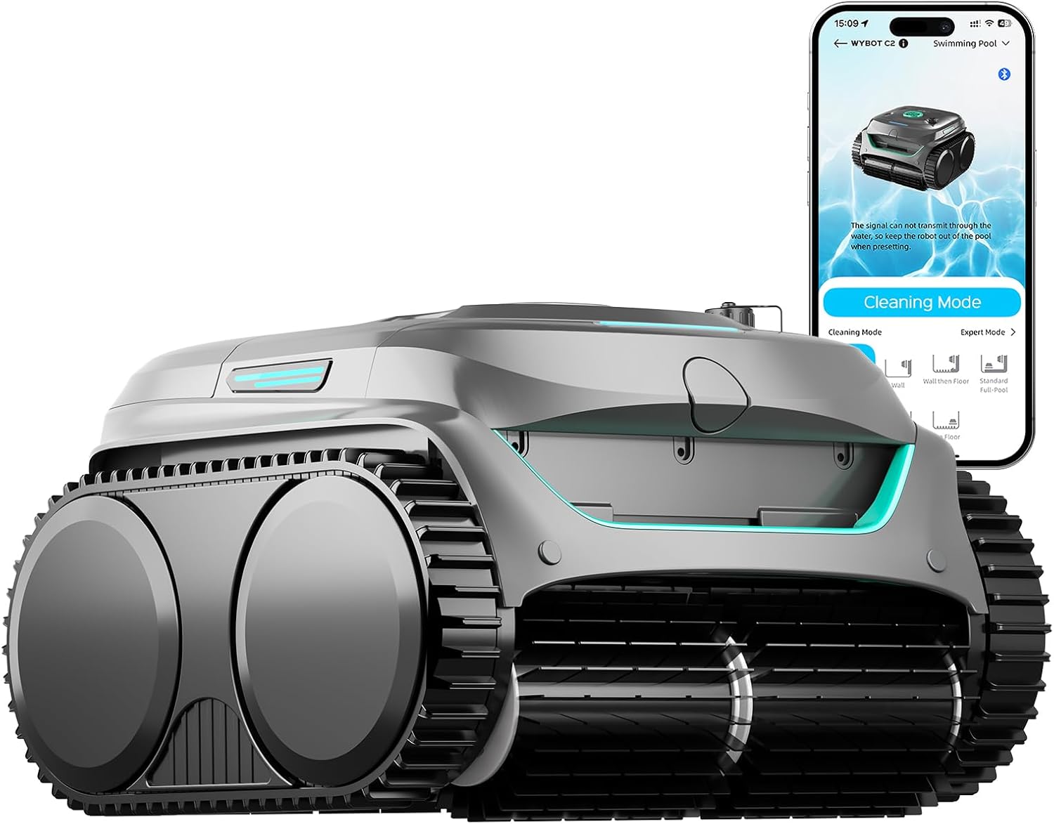 (2025 New) WYBOT C2 SE Cordless Robotic Pool Cleaner, up to 1614 Sq.ft, 150 mins, Pool Robot Vacuum for Inground Pools with Ultra-fine Filter, Triple-Motors, 7 Cleaning Modes, App Control