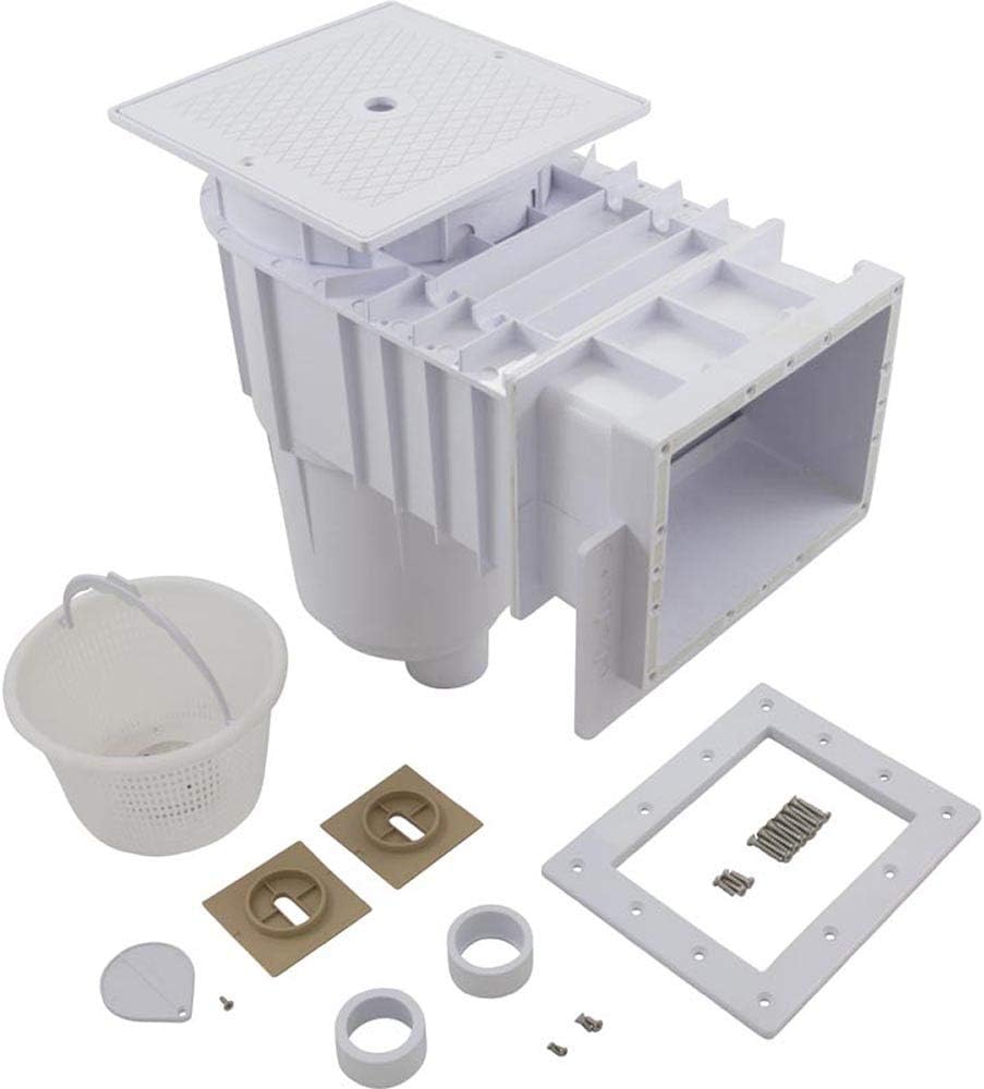 Custom Molded Products CMP 25160-010-001 Fiberglass Skimmer with Regular Mouth Square Lid - White