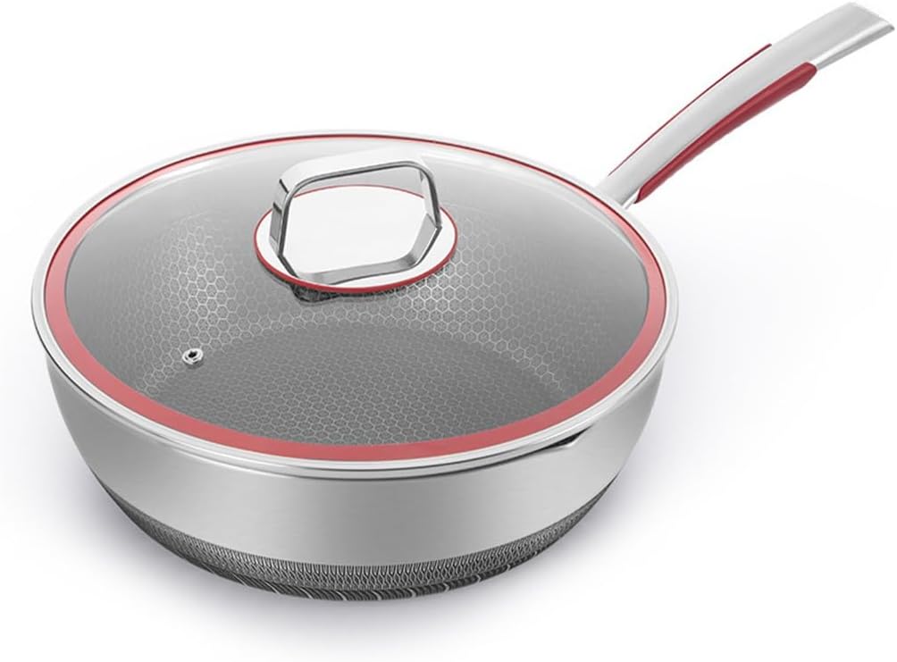 Stainless Steel Frying Pan, Flat Bottomed Non Stick, Uncoated Snow