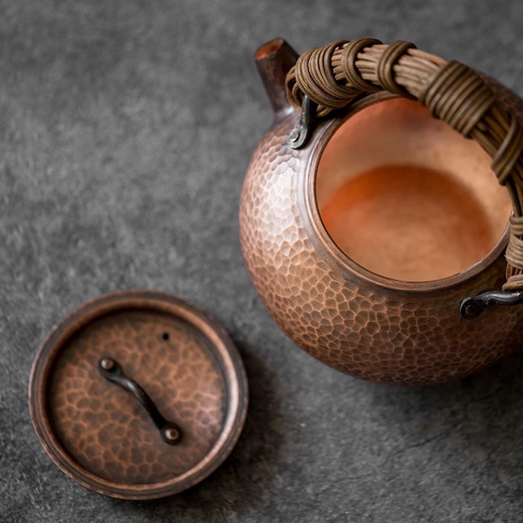 Handmade Rattan Woven Copper Boiled Tea Teapot Household Kung Fu Set Retro Girder Pot