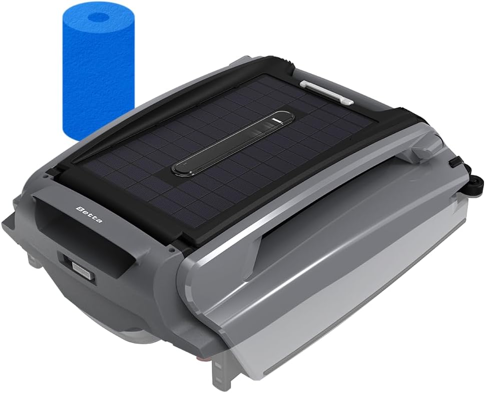 Betta SE Plus – Solar-Powered Robotic Pool Skimmer with Dual Charging Options, 24/7 Continuous Cleaning BatteryPower, Anti-Stuck Foam Noodle, and Shallow Water Safeguard