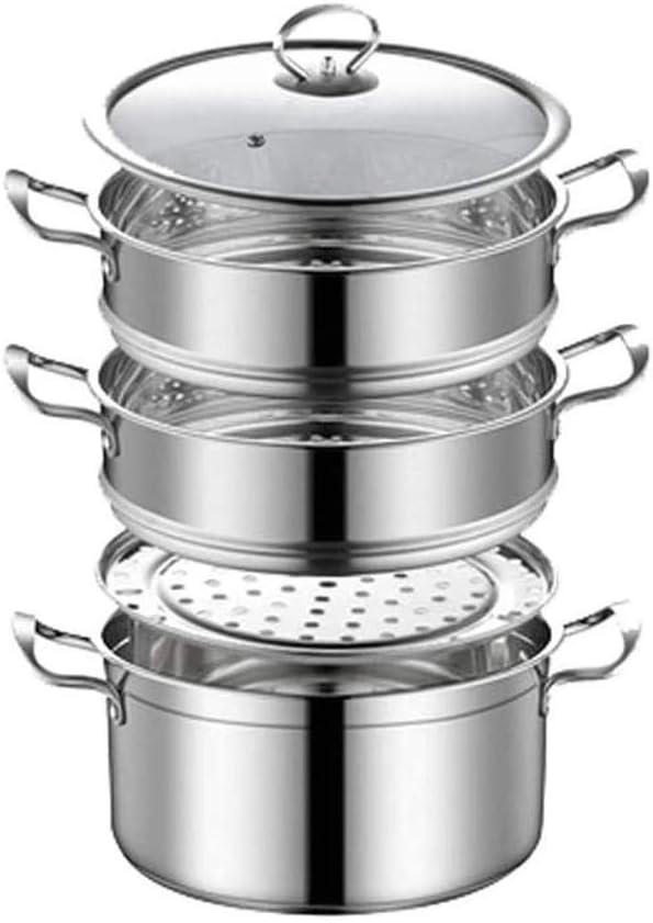 Small Steamer Household Stainless Steel Three-layer Thickened Steamer Cooking Induction Cooker Soup Pot
