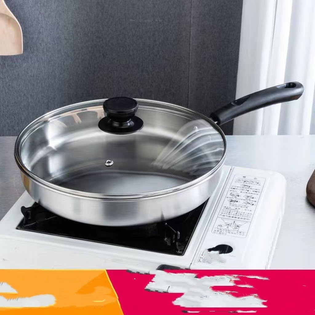 Stainless Steel Flat Bottom Frying Pan, Stove Common Steak Fried Egg