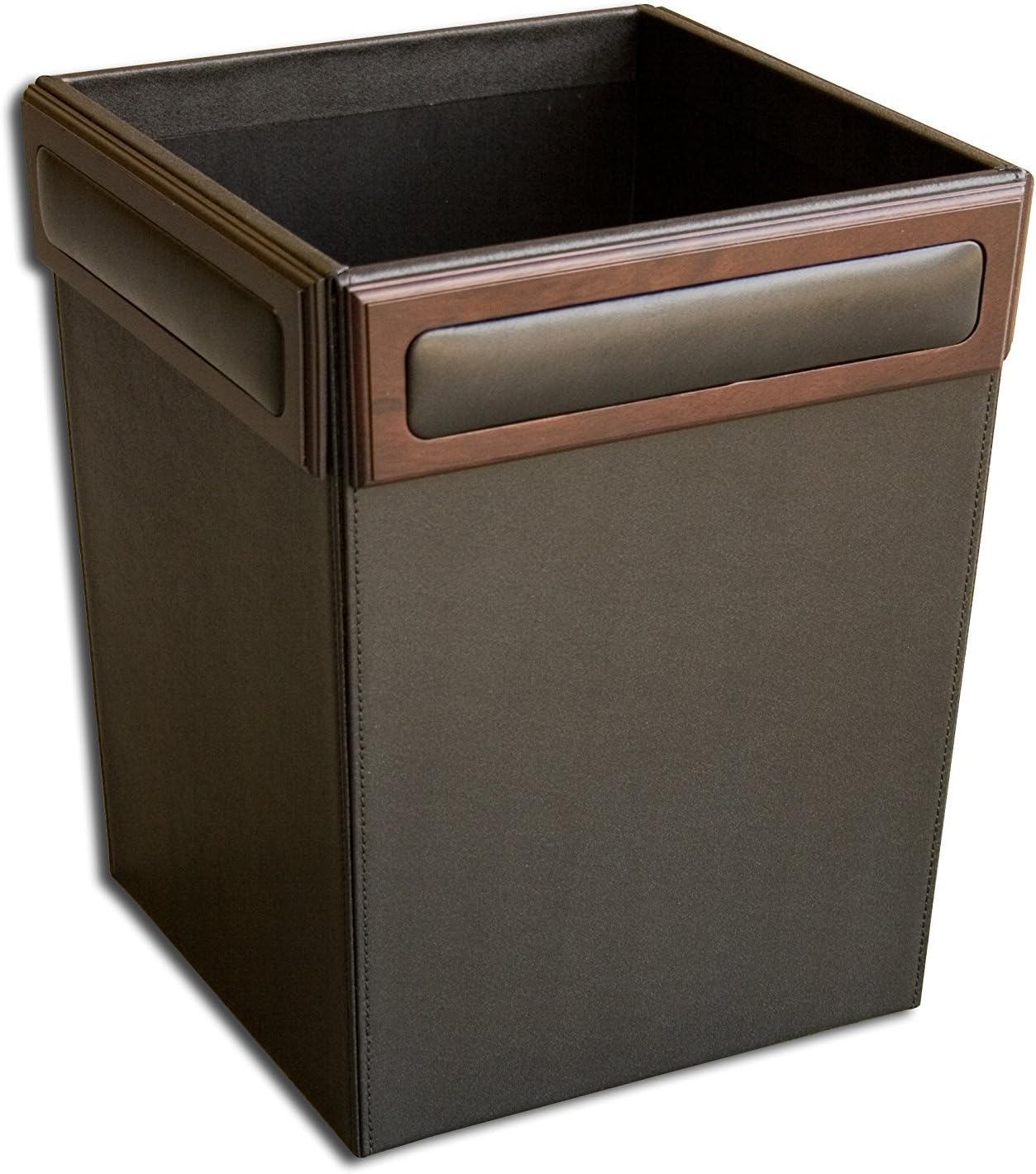 Dacasso Walnut and Leather Waste Basket