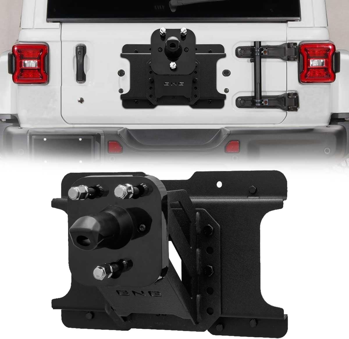 GNG Adjustable Spare Tire Lift Compatible for 2018-2025 Jeep Wrangler JL Heavy Duty Spare Tire Carrier up to 43 inches Spare Wheel Holder Rack Mount Relocation〔Black〕